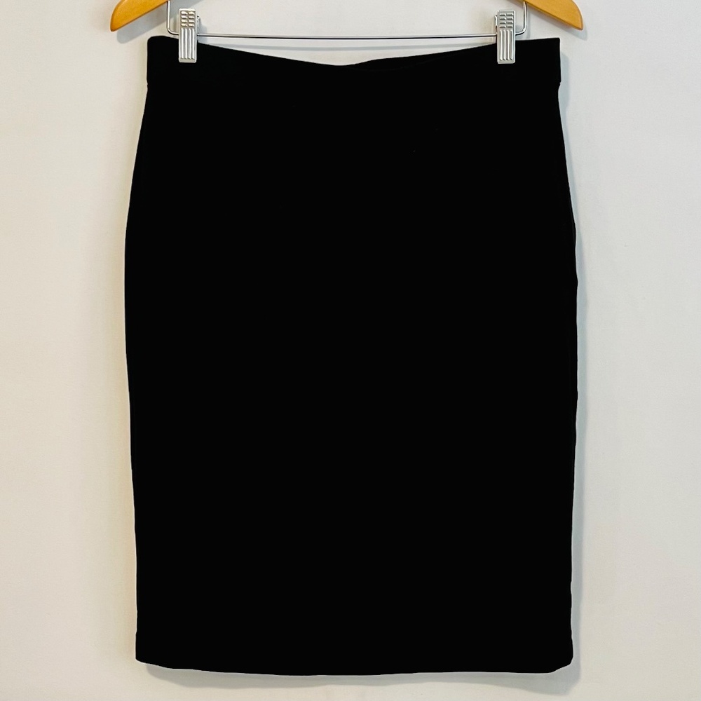 Melanie Lyne Ponte Pencil Skirt Stretch Black with Buttons Women's Size 12 - Picture 5 of 9